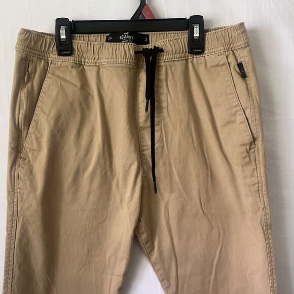 Hollister Skinny Jogger Pants Men's Small Tan Elastic Waist Drawstring Uniform - Picture 4 of 9